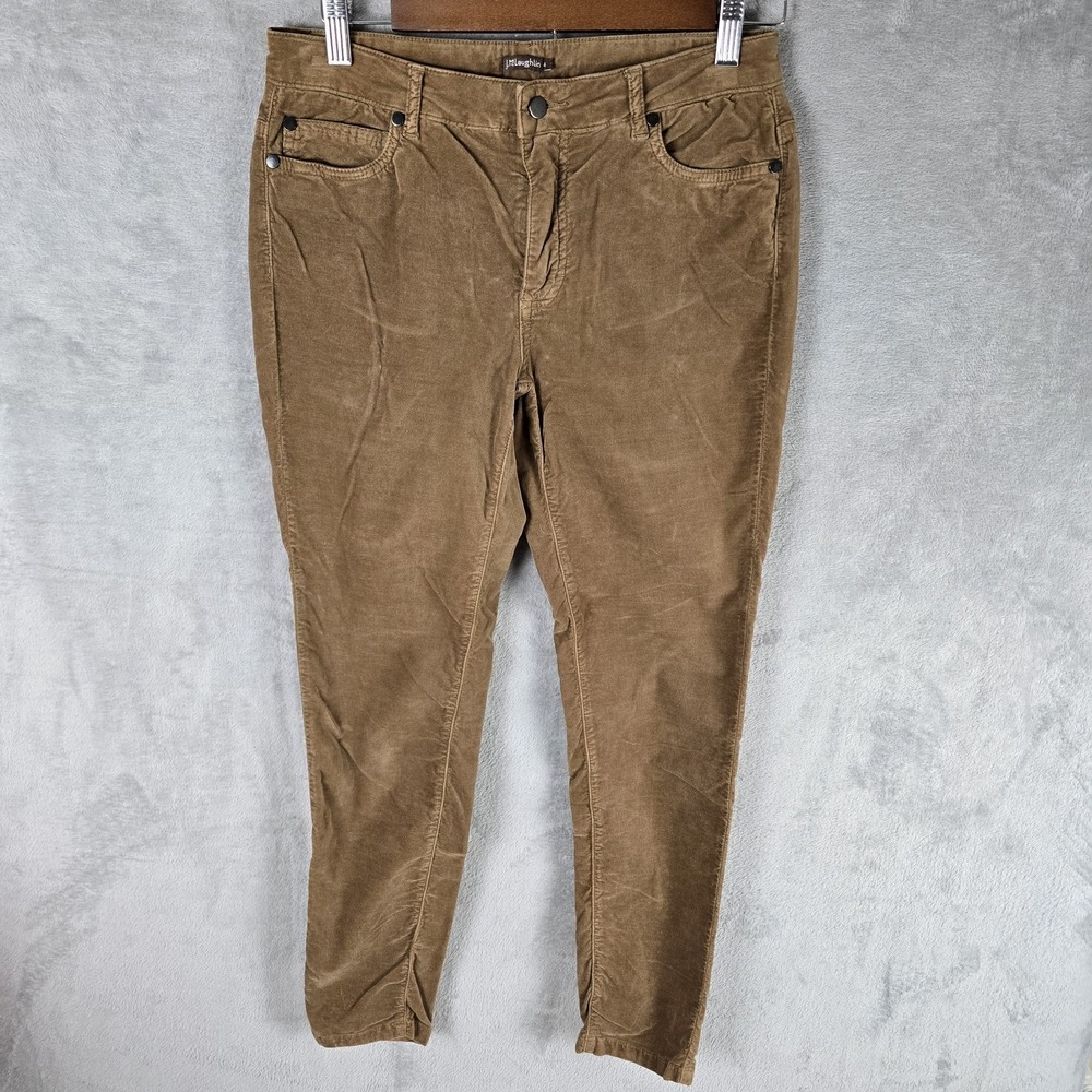 J.McLaughlin Womens Brown Corduroy Slim Leg Pants Size 4‎ Caramel Stretch Casual